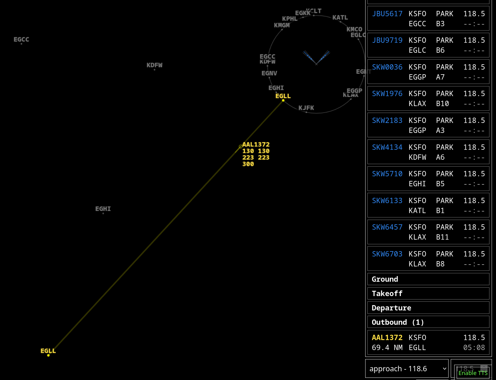 a flight en-route to its destination