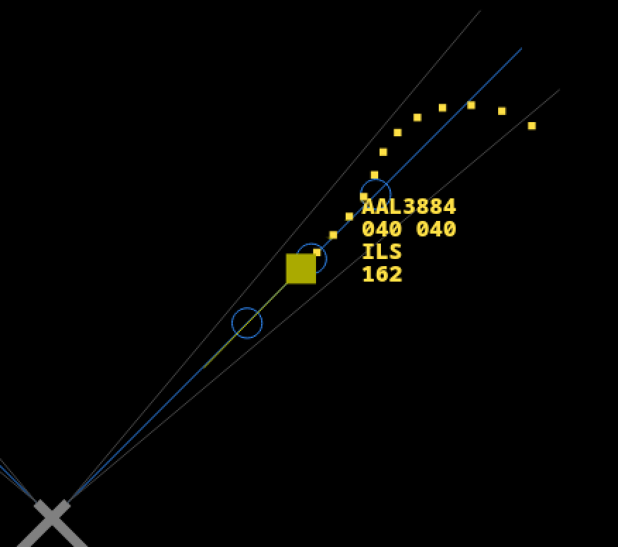 aircraft landing; the trail showing that it had overshot