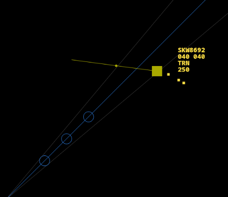 an aircraft turning to line up with the localizer